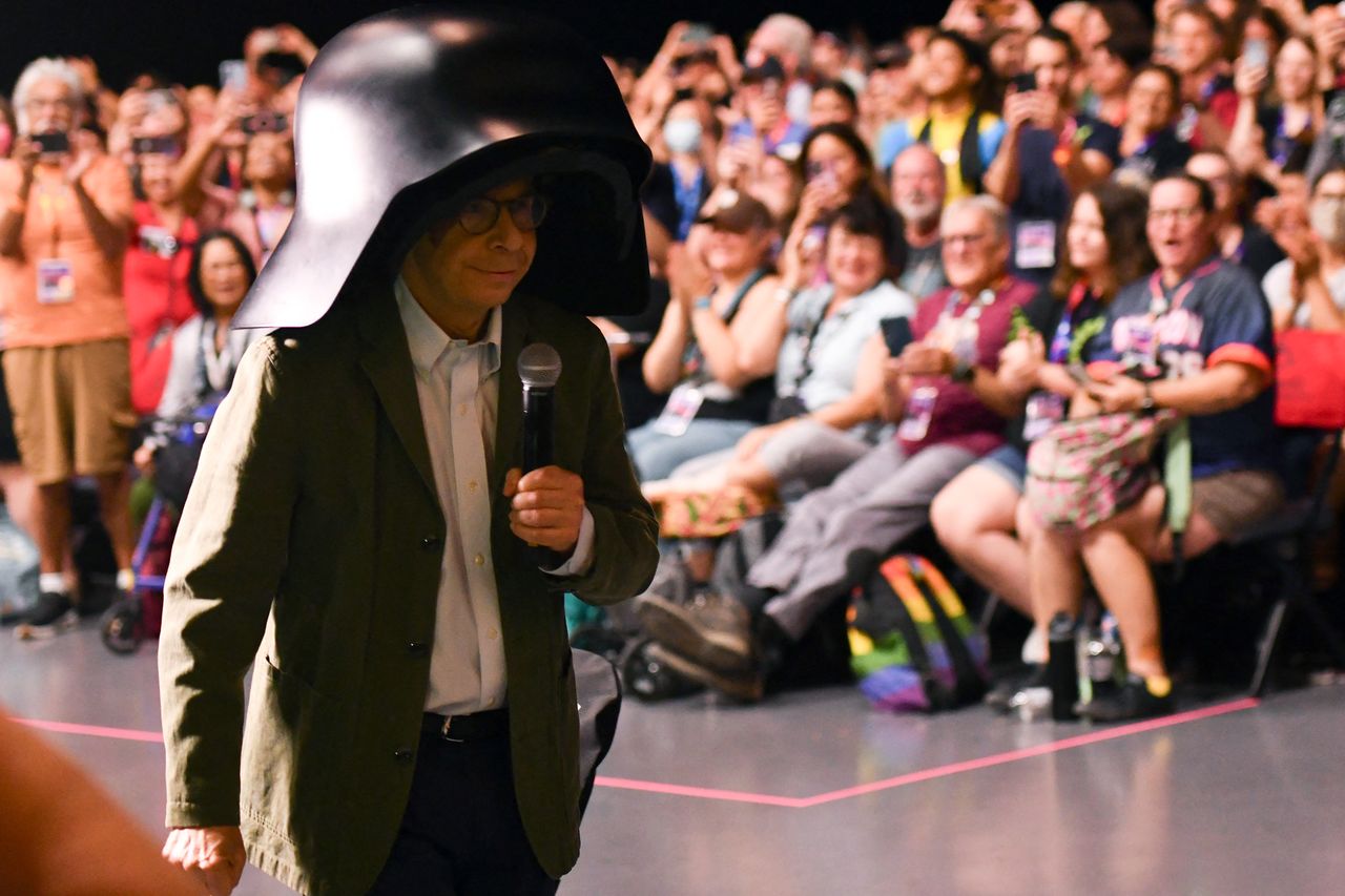 Rick Moranis wears his Lord Dark Helmet costume as he attends ‘Spaceballs: The New One’ panelCredit: Chris Delmas/AFP via Getty