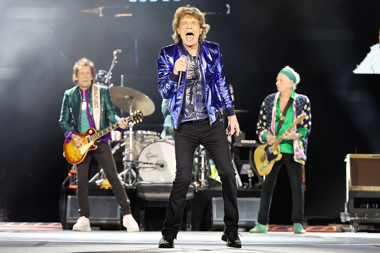 Ronnie Wood, Mick Jagger and Keith Richards of The Rolling Stones perform during the final night of the Hackney Diamonds '24 Tour Ronnie Wood, Mick Jagger and Keith Richards perform in Missouri in July 2024Credit: Gary Miller/Getty