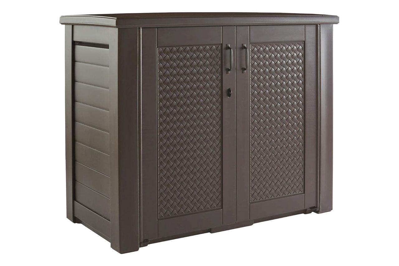 Rubbermaid Decorative Outdoor Storage Cabinet Credit: Amazon