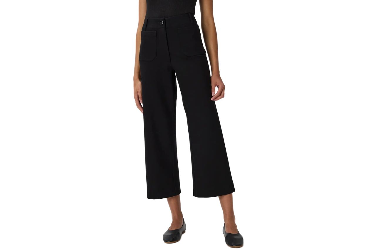 Women's Ultra-Stretch Ponte Cropped Wide Leg Pants in Black Credit: Quince