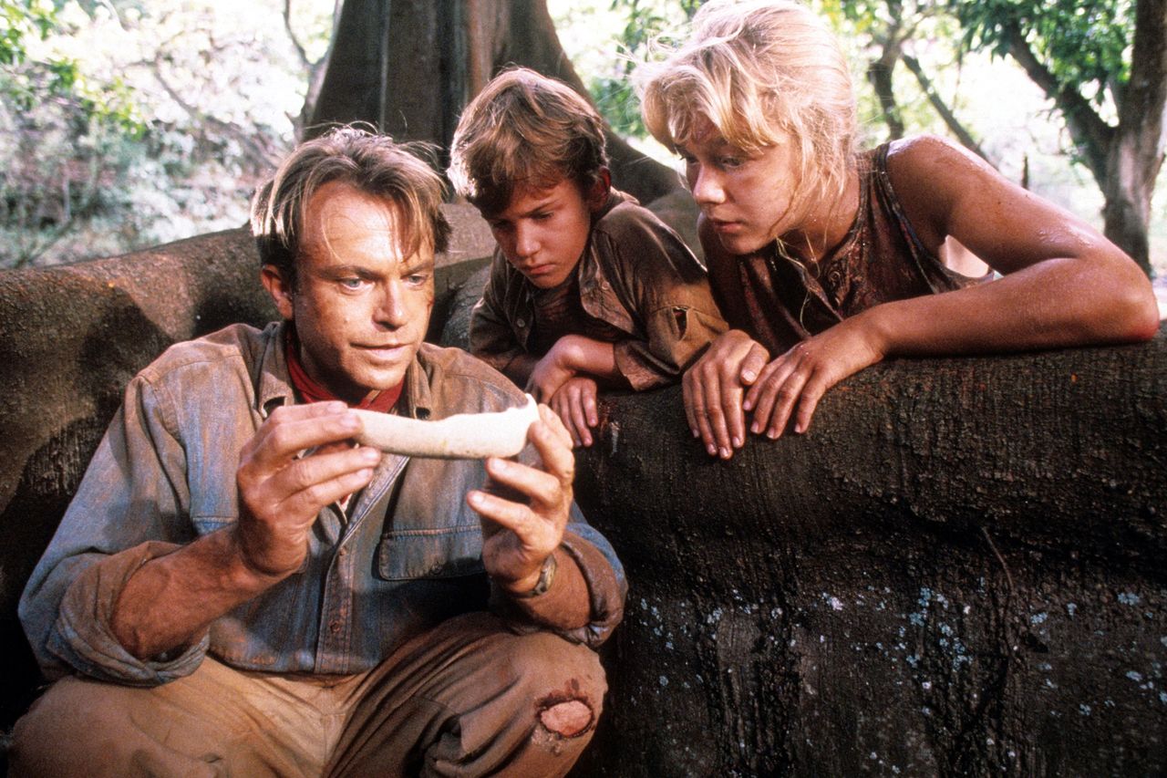 Sam Neill shows a bone to Joseph Mazzello and Ariana Richards in a scene from the film 'Jurassic Park', 1993. Sam Neill, Joseph Mazzello and Ariana Richards in ‘Jurassic Park’Credit: Universal/Getty