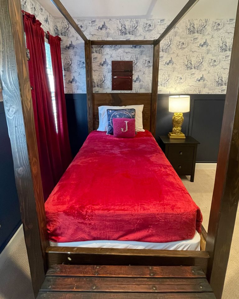 Mathis also recreated a bedroom from the Harry Potter dormitories for her son who loves the series.Credit: Sara Mathis