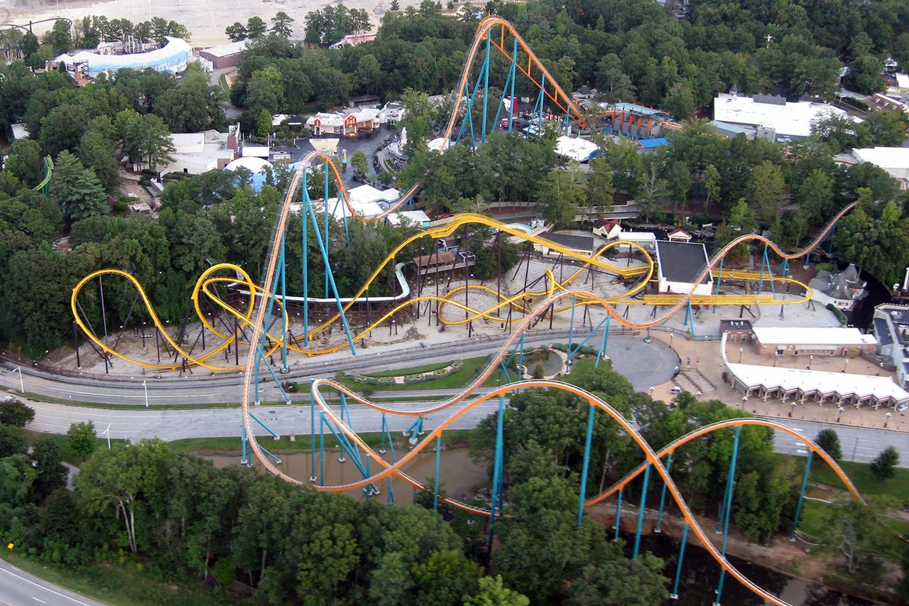 Flood waters cover part of a roller coasters at Six Flags Over Georgia following heavy rain, in Austell, Georgia, September 22, 2009. A stock photo of Six Flags Over GeorgiaCredit: Brian Glaviano/UPI/Shutterstock