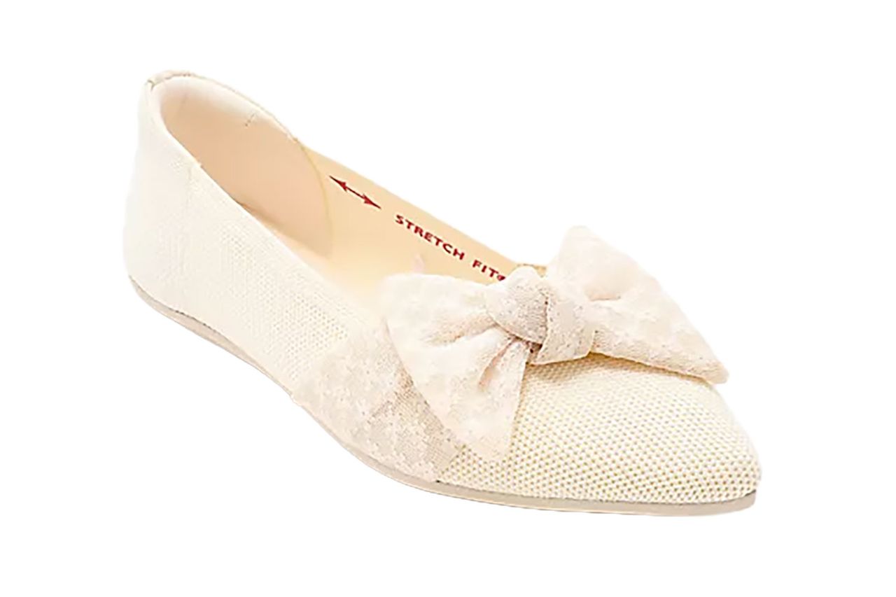 Skechers Cleo Point Washable Recycled Lace Bow Flats Credit: QVC