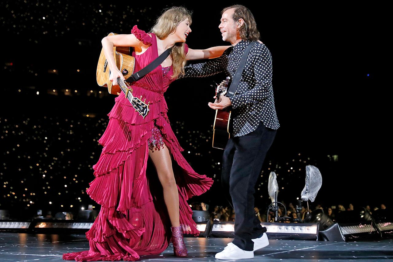 Taylor Swift and Aaron Dessner perform onstage during Taylor Swift | The Eras Tour Taylor Swift and Aaron Dessner in April 2023Credit: Octavio Jones/TAS23/Getty