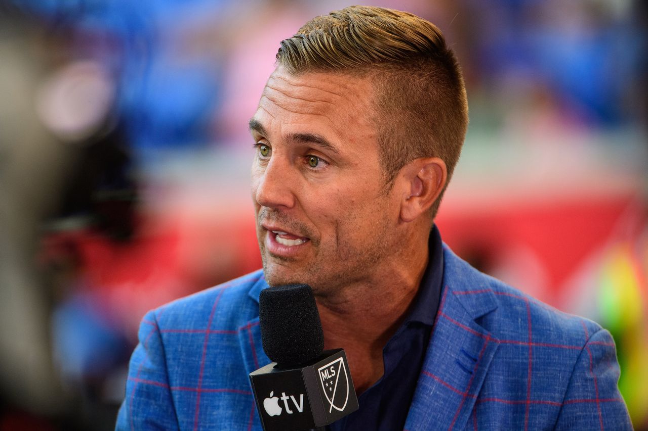 Apple TV lead MLS analyst Taylor Twellman speaks prior to a game between Inter Miami CF and New York Red Bulls at Red Bull Arena on August 26, 2023 in Harrison, New Jersey. MLS analyst and former U.S. Men’s National Soccer Team player Taylor Twellman will be filling in for Craig Melvin on the ‘Today’ show.Credit: Howard Smith/ISI Photos/Getty