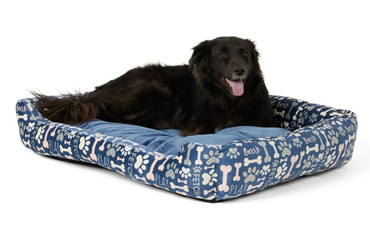 Top Paw® Blue Bone and Paw Print Cuddler Small Dog Bed 20Lx17W Credit: Petsmart
