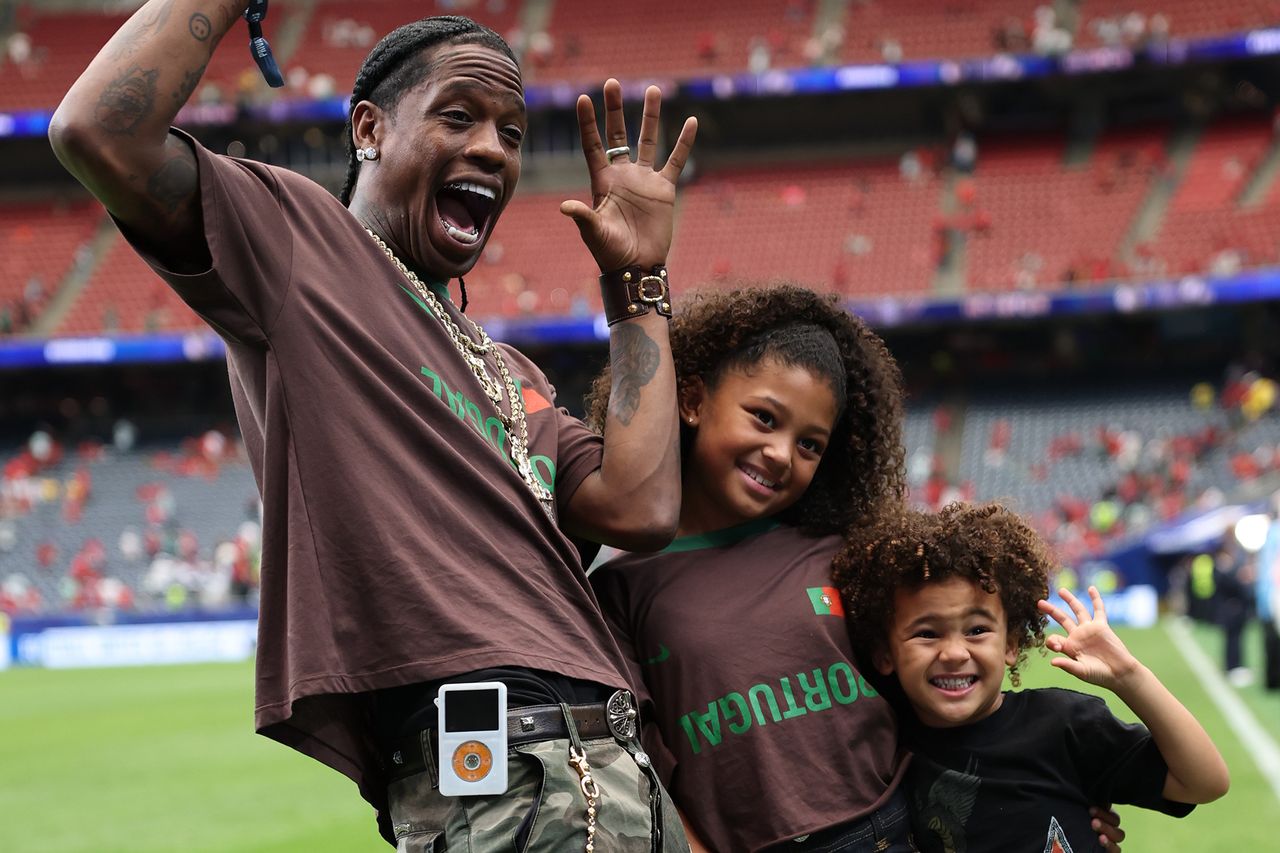 Travis Scott, Stormi and AireCredit: Li Ming/Xinhua via Getty