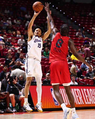 Trey Alexander shoots the ball during the game against the Chicago Bulls on July 13.Credit: Mike Kirschbaum/NBAE via Getty