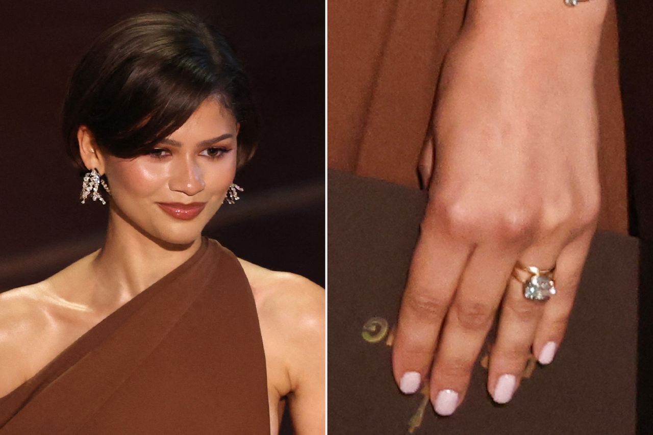 Zendaya at the 2026 Oscars on March 15; a close-up look at her ringsCredit: Patrick T. Fallon / AFP via Getty (2)