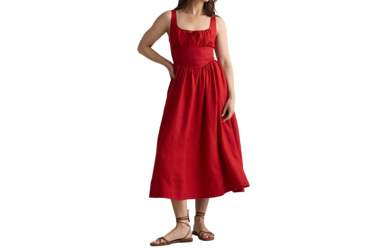 100% European Linen Corset Midi Dress.jpg Credit: Quince