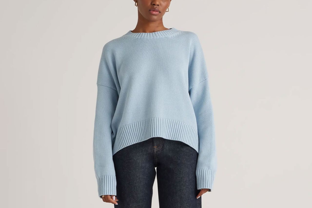 100% Organic Cotton Boyfriend Crew Sweater Credit: Quince