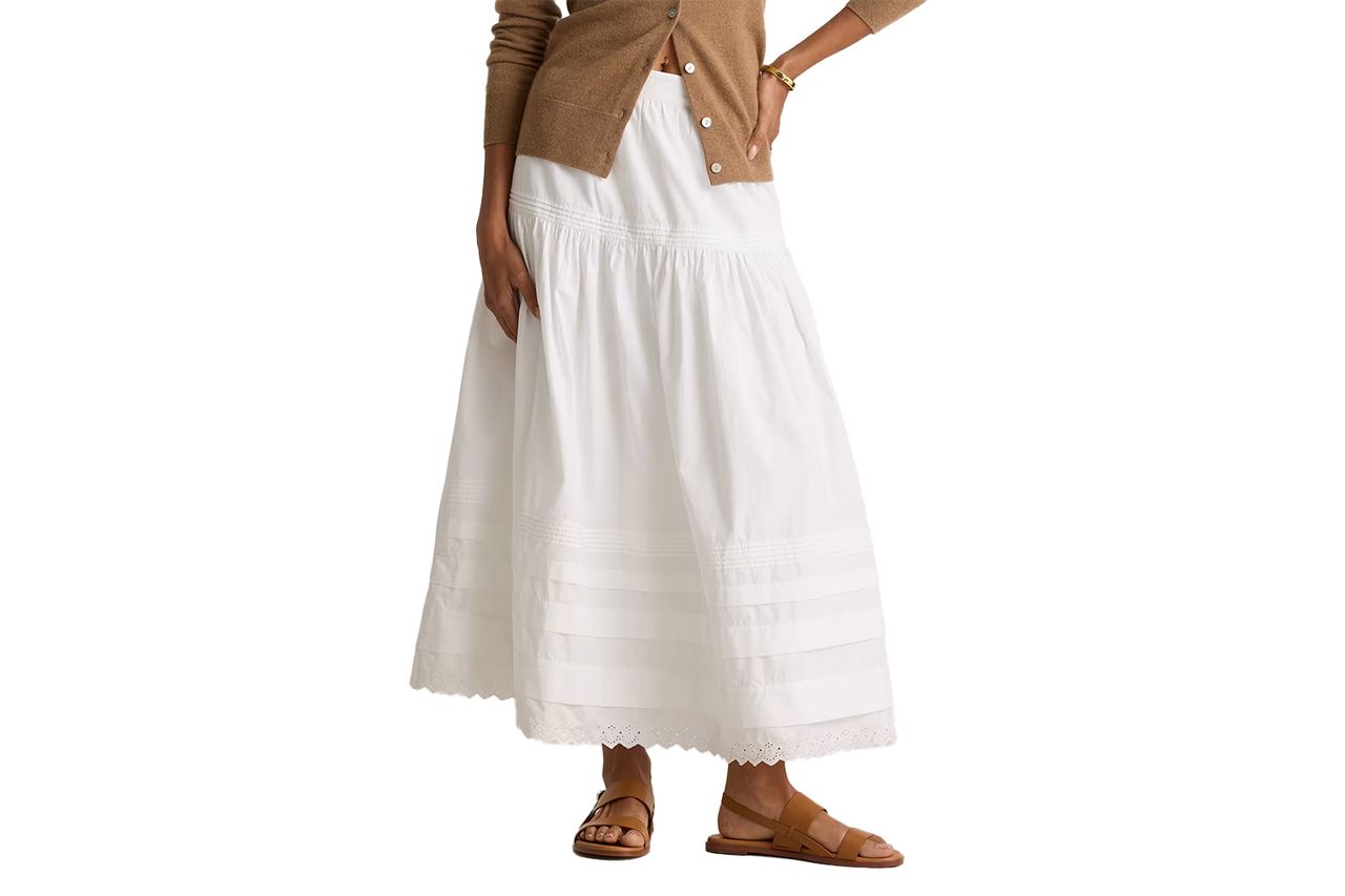 100% Organic Cotton Poplin Pintuck Maxi Skirt Credit: Quince