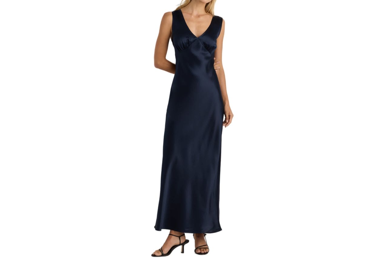 100% Washable Silk Deep V-Neck Maxi Dress Credit: Quince