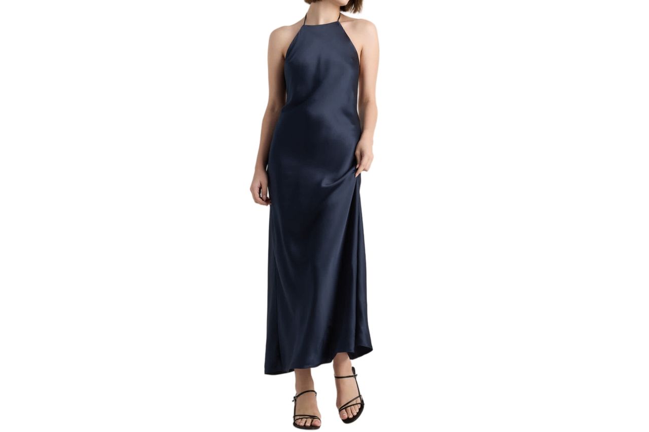 100% Washable Silk Halter Maxi Dress Credit: Quince