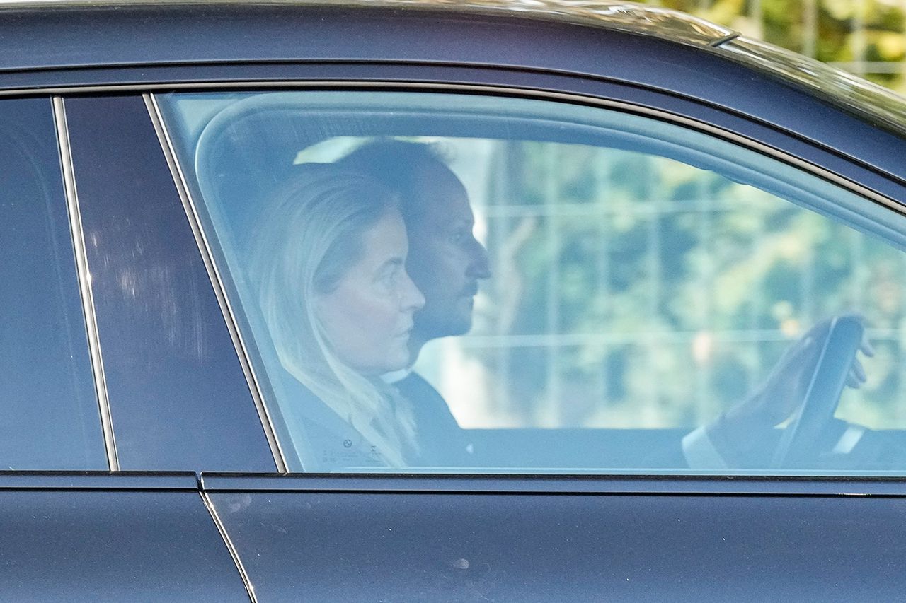 Crown Prince Haakon and Crown Princess Mette-Marit of Norway arrive at the Rikshospitalet hospital, where King Harald V of Norway is receiving treatment, on Aug. 26, 2026Credit: Cornelius Poppe / NTB / AFP via Getty