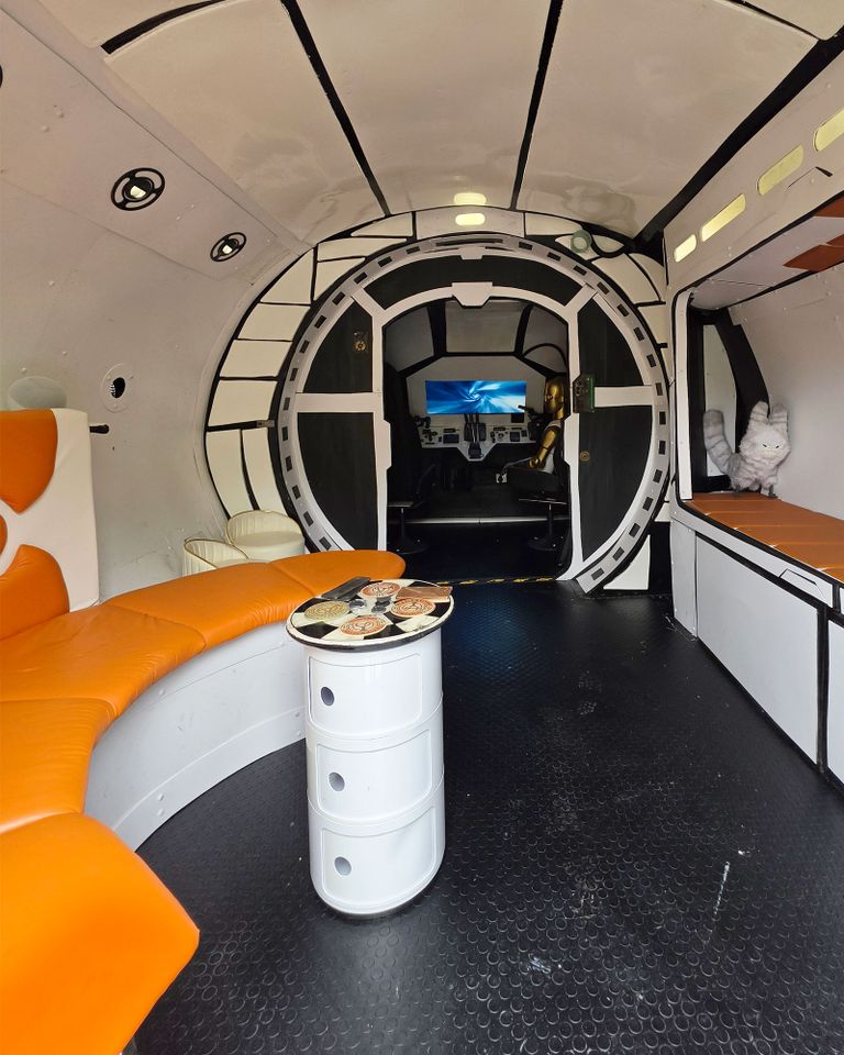 Chester Walsh builds starwars spaceship in backyard Inside the spaceship.Credit: Chester Walsh