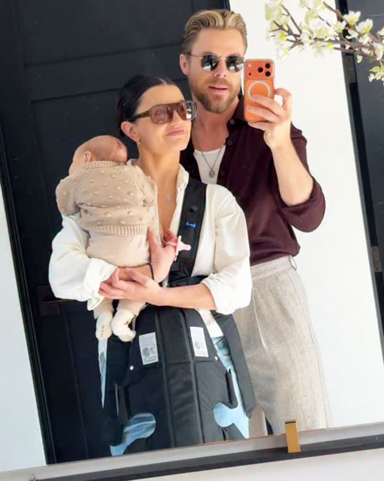 Hayley Erbert, Derek Hough and daughter EverleyCredit: Derek Hough/Instagram