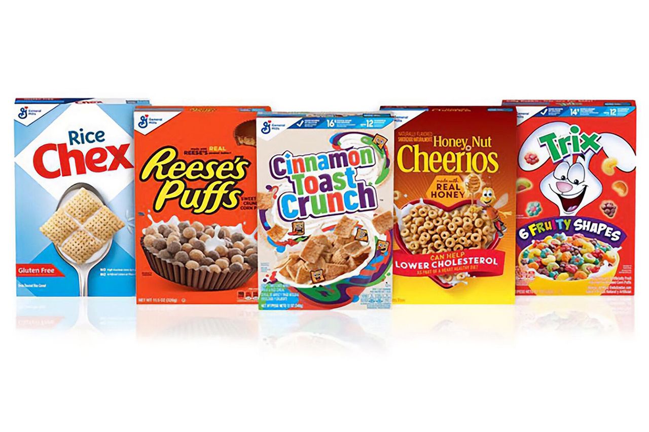General Mills Removes Artificial Colors from All U.S. Cereals, Including Lucky Charms and Trix General Mills cereal boxesCredit: General Mills