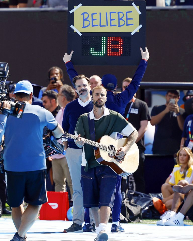 Justin Bieber and Jason Sudeikis at the 2026 FIFA World Cup Halftime ShowCredit: MAURICE VAN STEEN / ANP (Photo by ANP via Getty