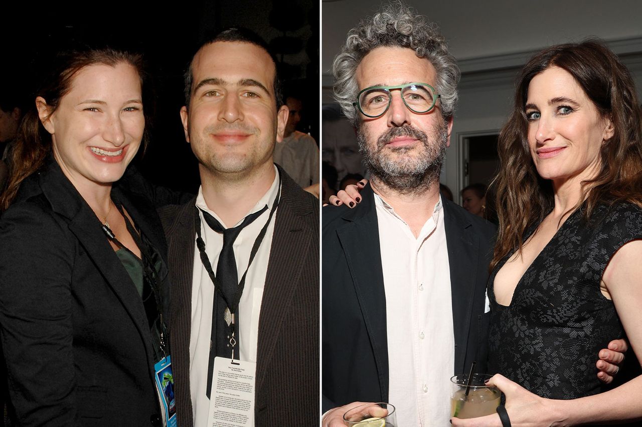 From left: Kathryn Hahn and Ethan Sandler attend the ‘Meet the Robinsons’ afterparty at El Capitan Theatre in L.A. on March 25, 2007; Ethan Sandler and Kathryn Hahn attend ‘W’ Magazine’s annual Best Performances Party at Chateau Marmont in L.A. on Jan. 4. 2025Credit: Jeff Kravitz/FilmMagic;Kevin Mazur/Getty