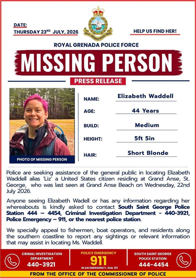 New Surveillance Video Released of American Woman Who Vanished While Vacationing in Grenada Liz Waddell’s missing person releaseCredit: Royal Grenada Police Force/Facebook