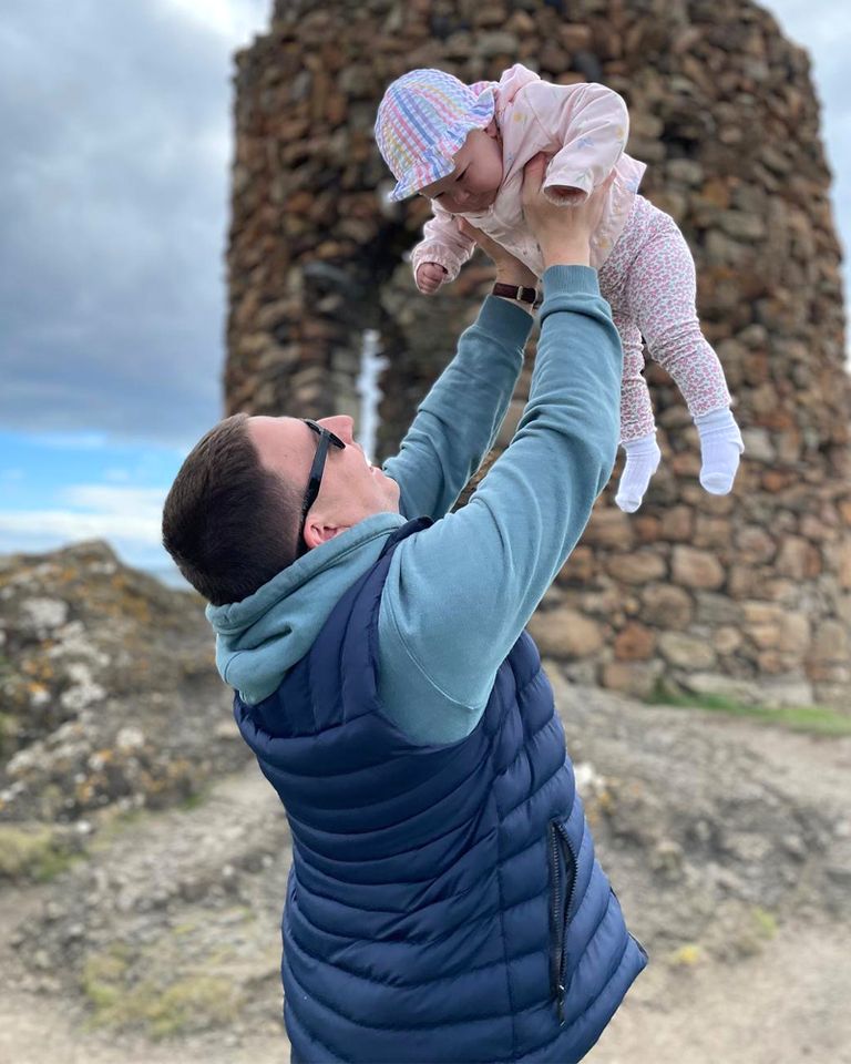Man Diagnosed with Postnatal Depression. Steve Sharman with Florence SharmanCredit: Steve Sharman