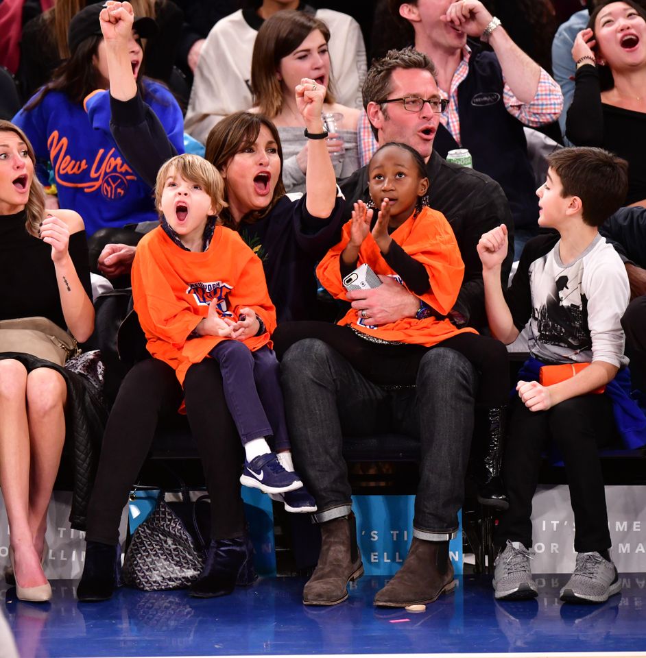Mariska Hargitay and Peter Hermann Cutest Family Photos Mariska Hargitay and Peter Hermann sit courtside with their kidsCredit: James Devaney/Getty
