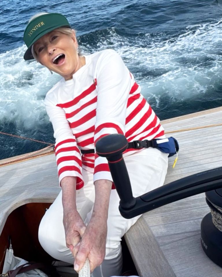 Martha Stewart's End-of-Summer Layer Is a Striped Long-Sleeve T-Shirt. Credit: Martha Stewart/Instagram