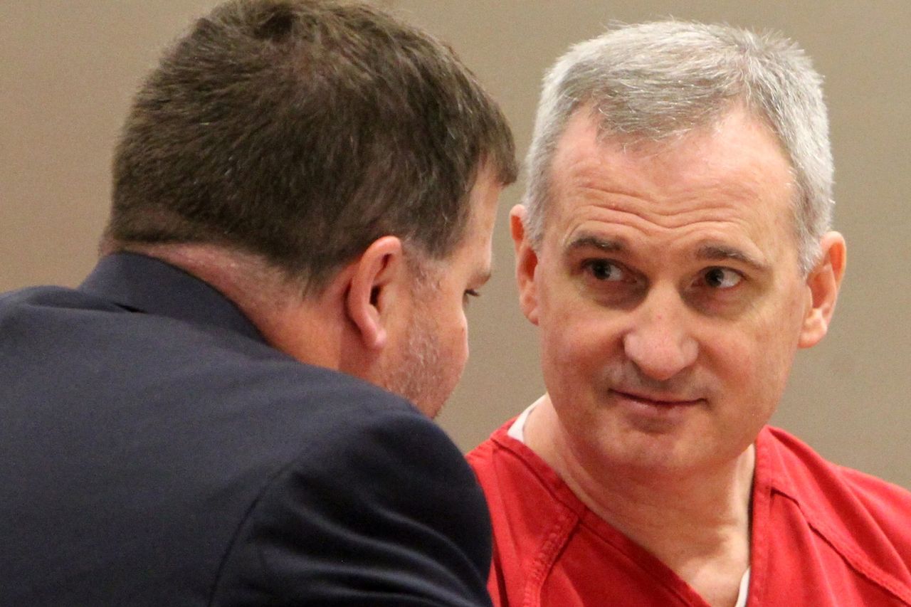 In this May 19, 2014, photo, Michael Blagg, right, confers with his attorney Brian Connors during a motions hearing in Grand Junction, Colo. Blagg, convicted of killing his wife, is getting a new trial because a juror lied about having experienced domestic violence Michael Blagg in 2014Credit: AP Photo/The Daily Sentinel, Gretel Daugherty