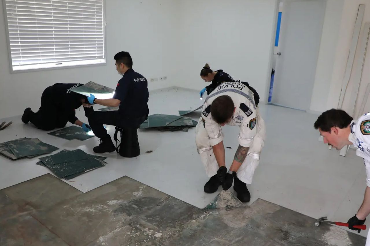 Forensics search for evidence in the Noufl case. Forensics search for evidence in the Noufl case.Credit: NSW Police