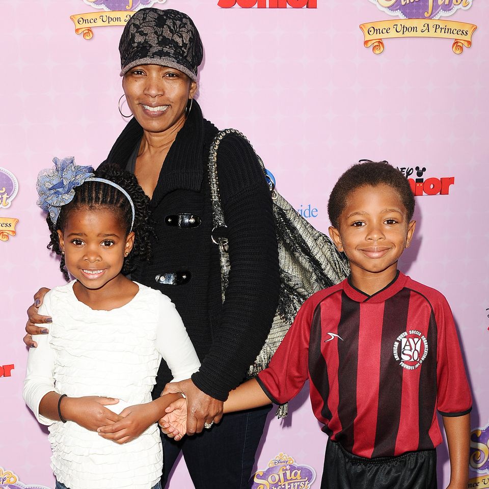 Angela Bassett and children Bronwyn Golden Vance (L) and Slater Josiah Vance Angela Bassett with Bronwyn and SlaterCredit: Jason LaVeris/FilmMagic