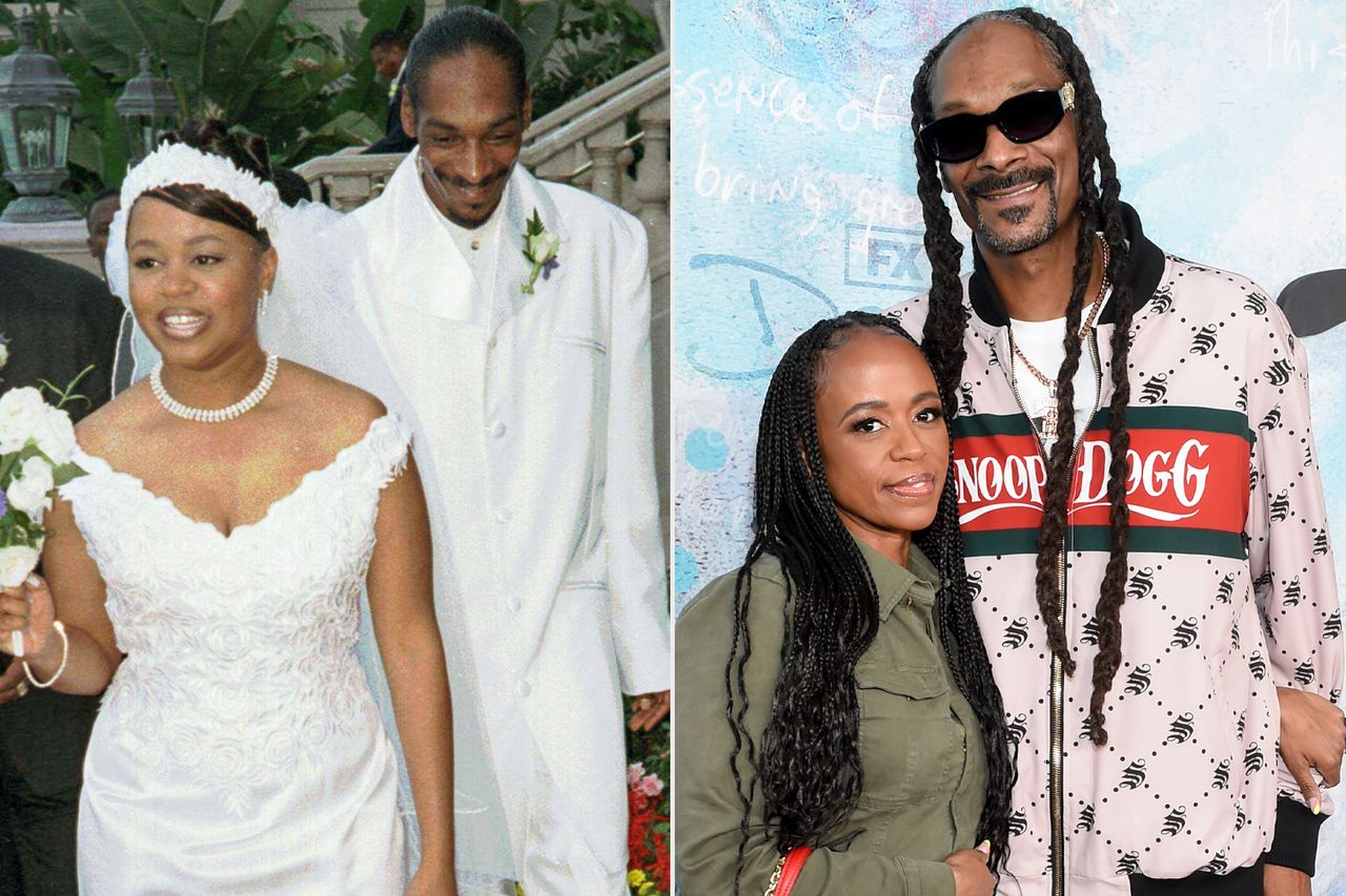 From left: Shante Broadus and Snoop Dogg smile on their wedding day at the Ritz-Carlton Hotel in Marina Del Rey, Calif., on June, 14 1997; Shante Broadus and Snoop Dogg attend the premiere of ‘Dear Mama’ at the Ted Mann Theater in L.A. on April 18, 2023Credit: Frederick M. Brown/Getty; Gilbert Flores/Variety via Getty