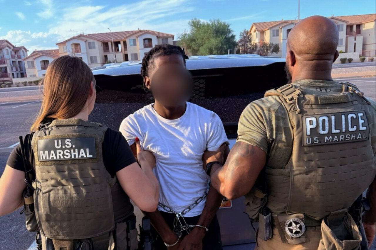 Zymire Hughes was arrested in Las Vegas on Aug 25Credit: U.S. Marshals Service Philadelphia/X