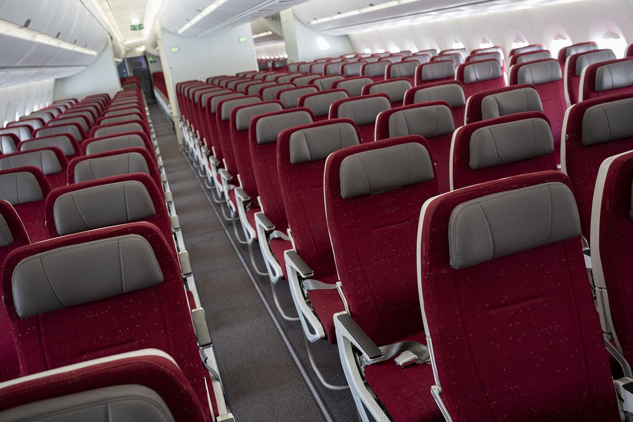 The seats inside an Air India Airbus A350-900 airliner on static display during the Farnborough International Airshow, on 22nd July 2024, at Farnborough, England. A stock photo of the inside of an Air India planeCredit: Richard Baker / In Pictures Via Getty