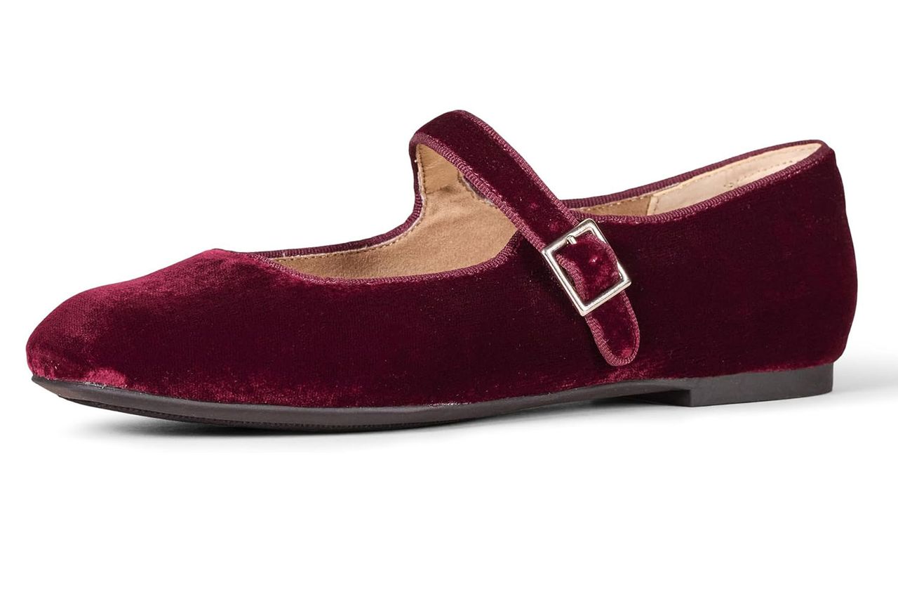 Amazon Essentials Women's Velvet Mary Jane Ballet Flat with Buckle Strap Credit: Amazon