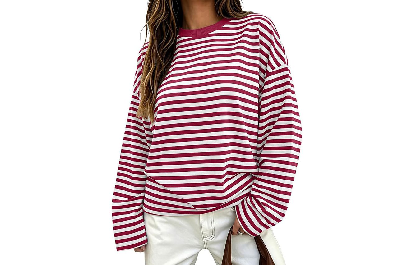 anrabess womens long sleeve shirts oversized striped tops Credit: Amazon