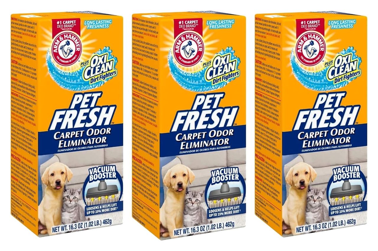 Arm & Hammer Pet Fresh Carpet Odor Eliminator Plus Oxi Clean Dirt Fighters Credit: Amazon