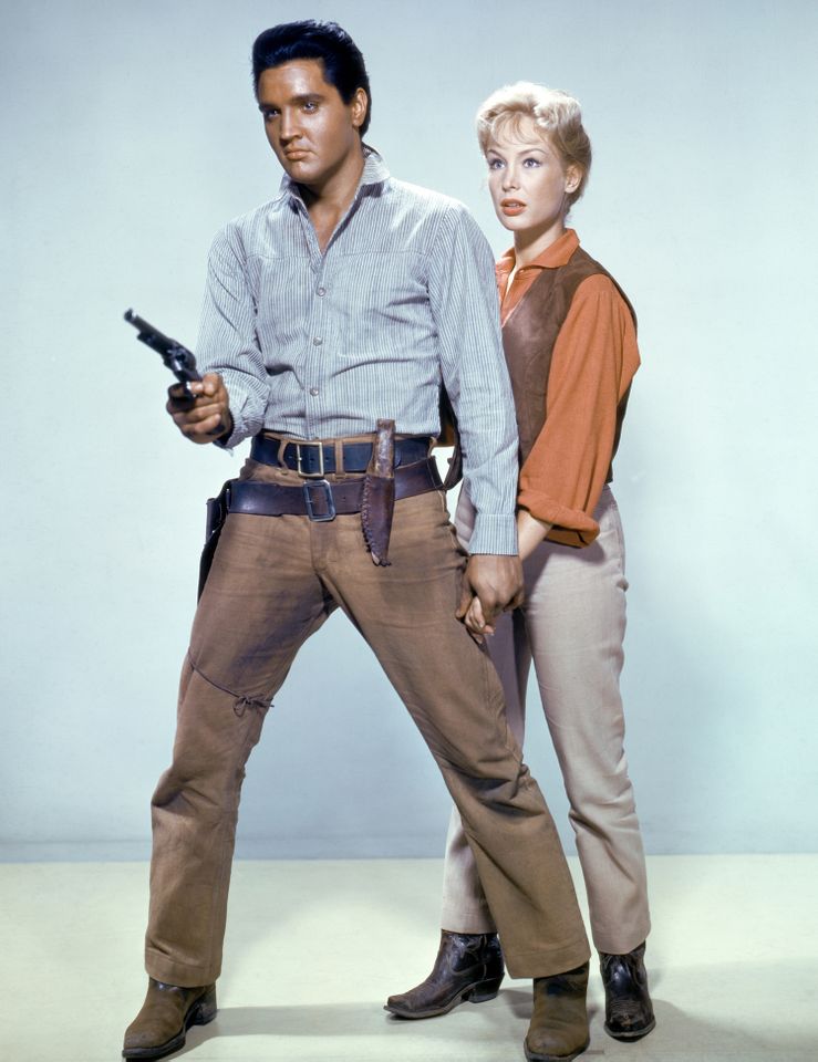 Elvis Presley and Barbara Eden promoting Flaming Star Credit: Sunset Boulevard/Corbis via Getty Images