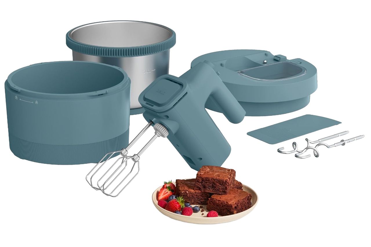 bella 3.5 Qt Hand & Stand Mixer, 2 in 1 Electric Mixer with Bowl, Surf Credit: Amazon