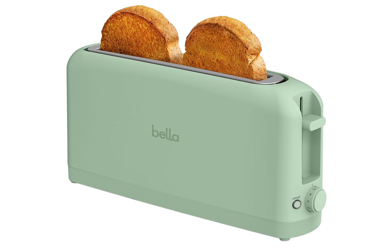 bella Fits-Anywhere™ 2-Slice Slim Toaster, Long Slot & Extra Wide, Seaglass Credit: Amazon