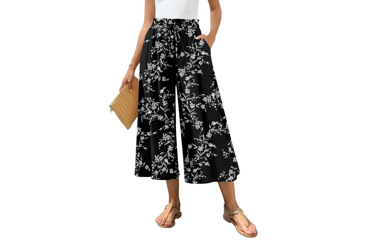 Bestbee Womens Capri Palazzo Pants Dressy Casual Wide Leg Pant Gaucho Capris with Pockets Credit: Amazon