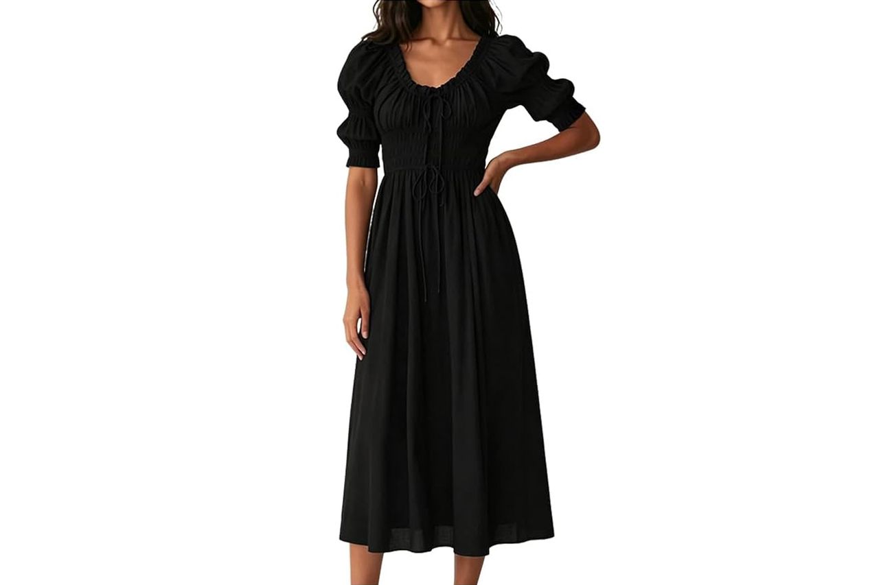 Chunersha Womens Summer Casual Cotton Puff Half Sleeve Midi Dress Credit: Amazon
