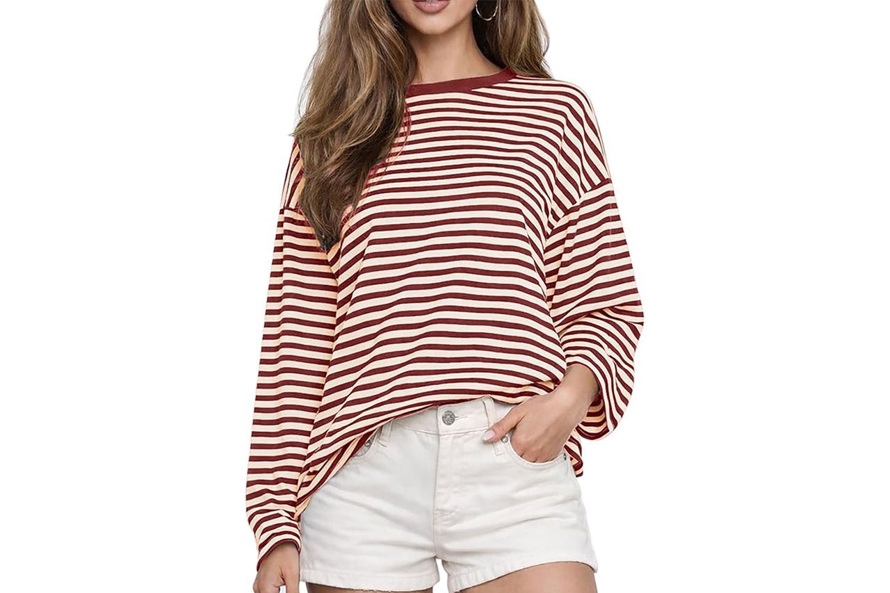 chyrii womens oversized striped long sleeve t shirt Credit: Amazon