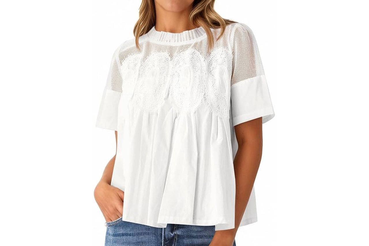Amazon Cicy Bell Babydoll Lace Blouse Credit: Amazon