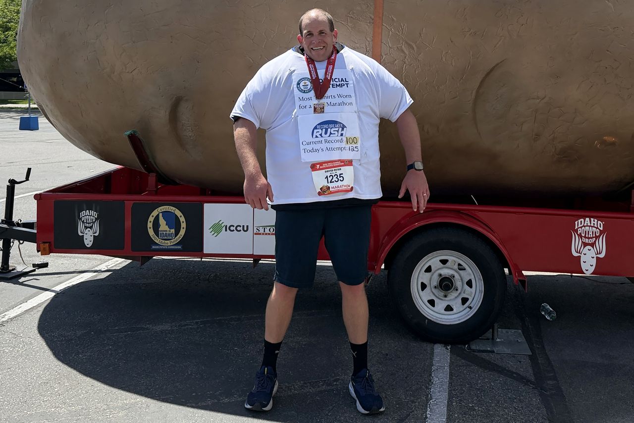David Rush David Rush with his medal after finishing the Idaho Potato MarathonCredit: Guinness World Records