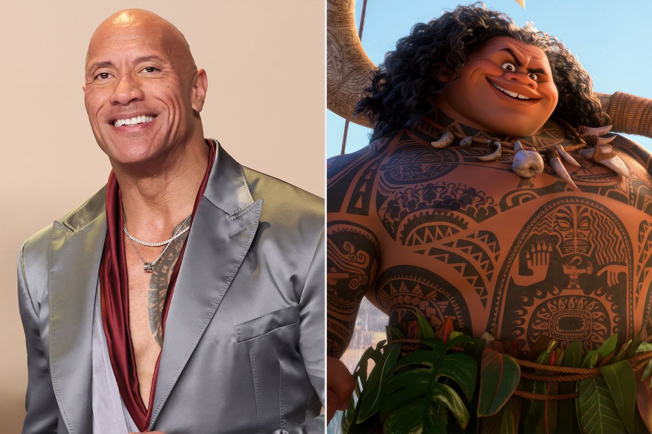 Dwayne Dwayne Johnson; Johnson’s character Maui in the “Moana 2’ movieCredit: Rodin Eckenroth/Getty; Disney