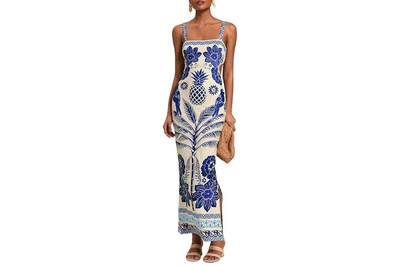 Floerns Women's Tropical Bow Tie Back Long Dress Credit: Amazon