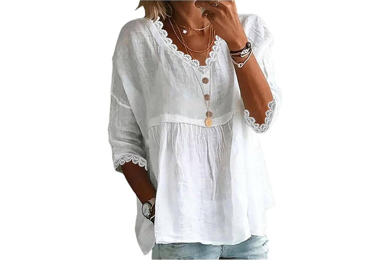 Amazon GORGLITTER Women's Lace Flowy Babydoll Peplum Top Credit: Amazon