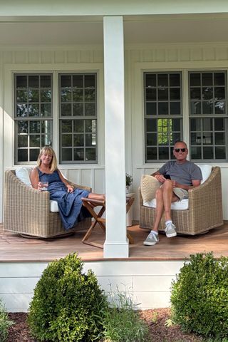 Caitlin Swann’s parents at their “granny pod.”Credit: The Picket Fence Projects